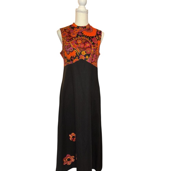 Dresses & Skirts - 1960’s Trippy hippie flower power appliqué paisley Dress! Flawless time capsule